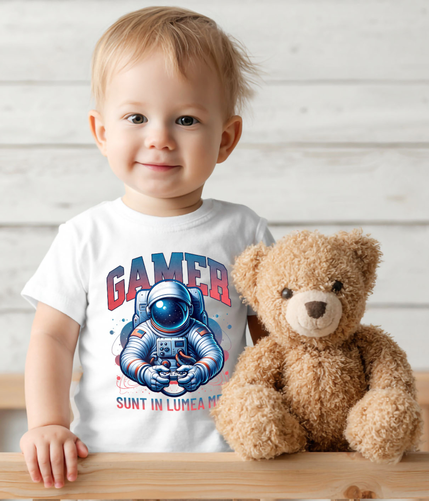Tricou Femei, Barbati, Copii, Fata, Baiat, Unisex Personalizat Om în Costum Astronaut „Sunt În Lumea Mea” - Cadou Personalizat Gamer [3]