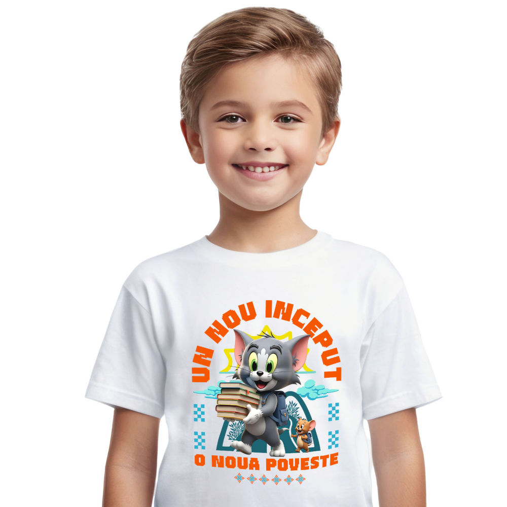 Tricou Copii cu om și Jerry – Învață Distractiv, Făcând Primii Pași 100% Bumbac, Alb, 12 Ani [2]