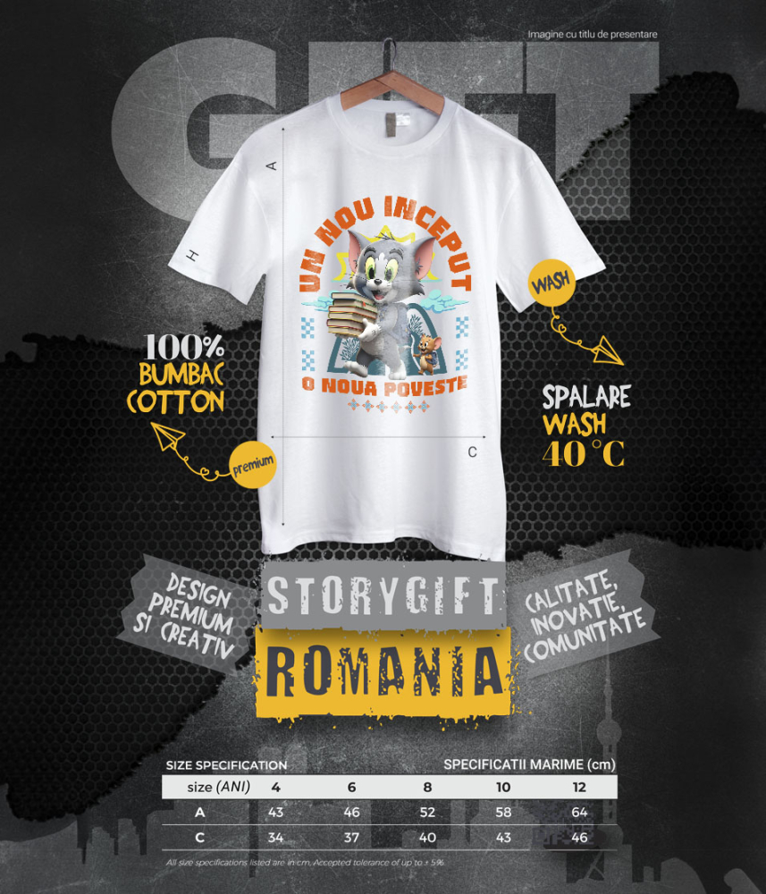 Tricou Copii cu om și Jerry – Învață Distractiv, Făcând Primii Pași 100% Bumbac, Alb, 12 Ani [6]