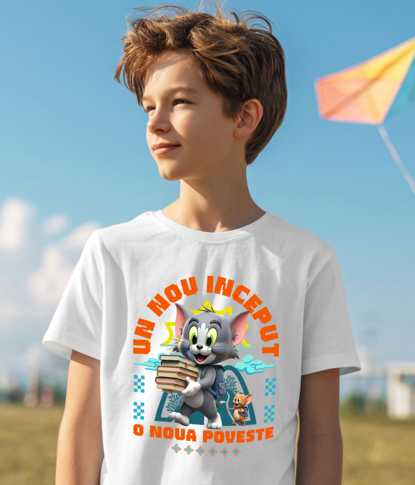 Tricou Copii cu om și Jerry – Învață Distractiv, Făcând Primii Pași 100% Bumbac, Alb, 12 Ani [4]