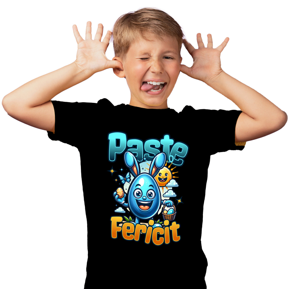 Tricou Femei, Barbati, Copii, Fata, Baiat, Unisex Personalizat "Ou Albastru cu Urechi de Iepure - Cadou Paște pentru Copii" [1]