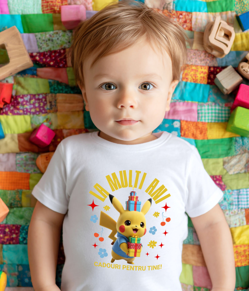Tricou Copii cu Pikachu Aniversare - Cadou cu Stil si Energie Pozitiva 100% Bumbac, Alb, 10 Ani [3]