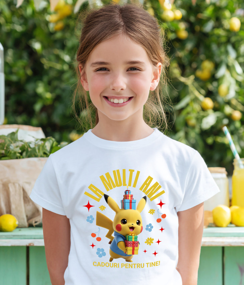 Tricou Copii cu Pikachu Aniversare - Cadou cu Stil si Energie Pozitiva 100% Bumbac, Alb, 10 Ani [4]