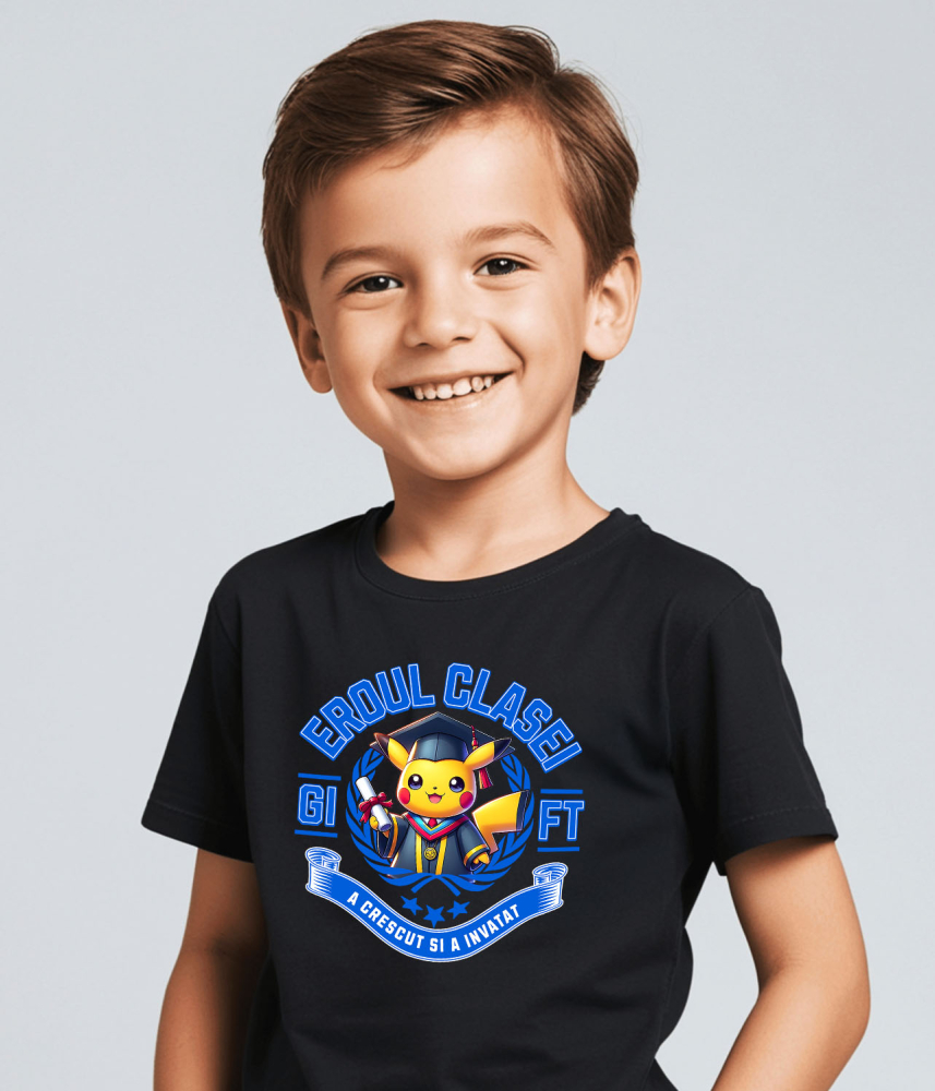 Tricou Copii cu Pikachu – Aventuri Si Note Mari 100% Bumbac, Negru, 12 Ani [4]