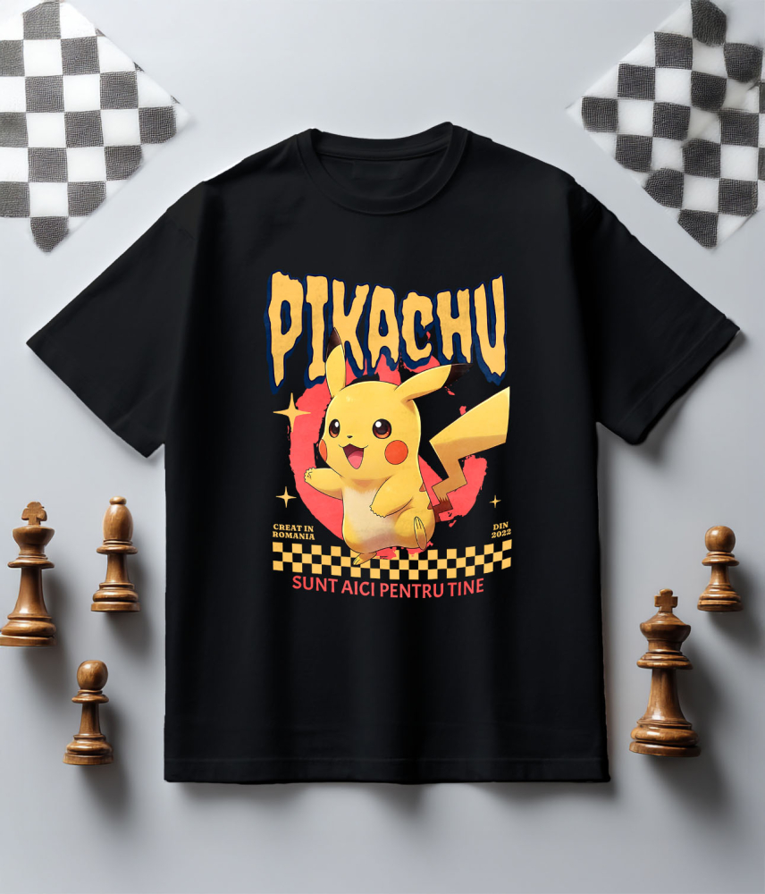 Tricou Copii cu Pikachu Cadru Plin de Veselie Disney 100% Bumbac, Negru, 10 Ani [5]