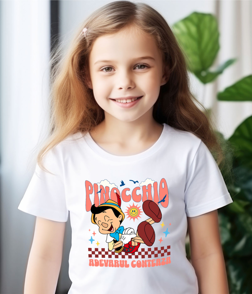 Tricou Copii cu Pinocchio - Rade in hohote si cade pe jos 100% Bumbac, Alb, 12 Ani [4]