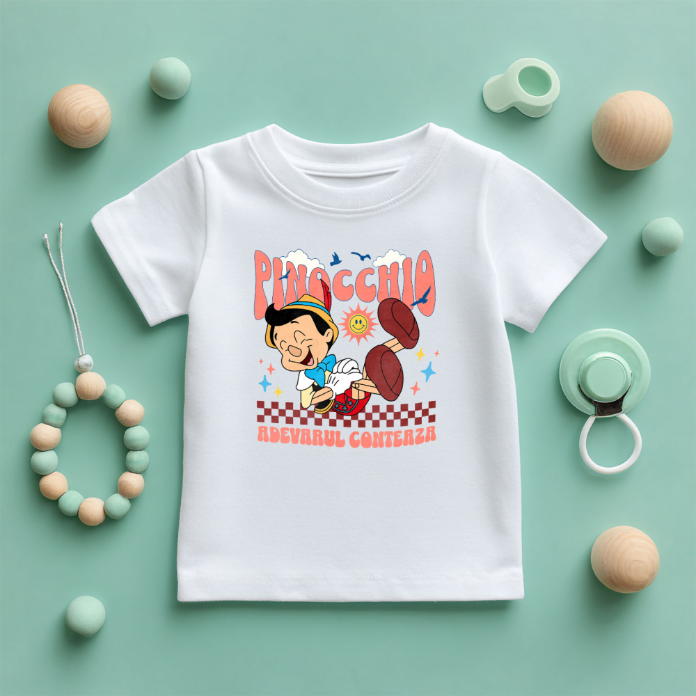 Tricou Copii cu Pinocchio - Rade in hohote si cade pe jos 100% Bumbac, Alb, 12 Ani [5]