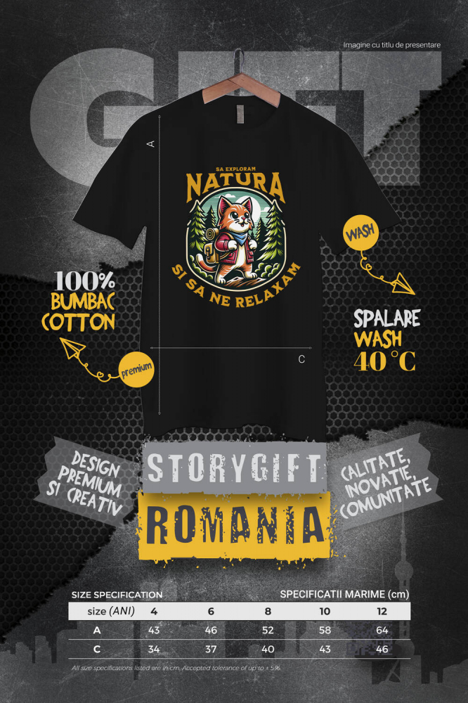Tricou Femei, Barbati, Copii, Fata, Baiat, Unisex Personalizat Tricou Personalizat Aventură - „Să Explorăm Natura” | Cadouri pentru Iubitori de Pisici [4]