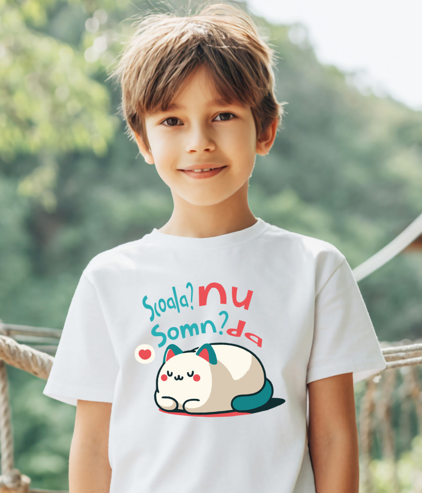 Tricou Femei, Barbati, Copii, Fata, Baiat, Unisex Personalizat Pisică Pufoasă cu Mesaj Amuzant – Cadou Personalizat pentru Copii [4]