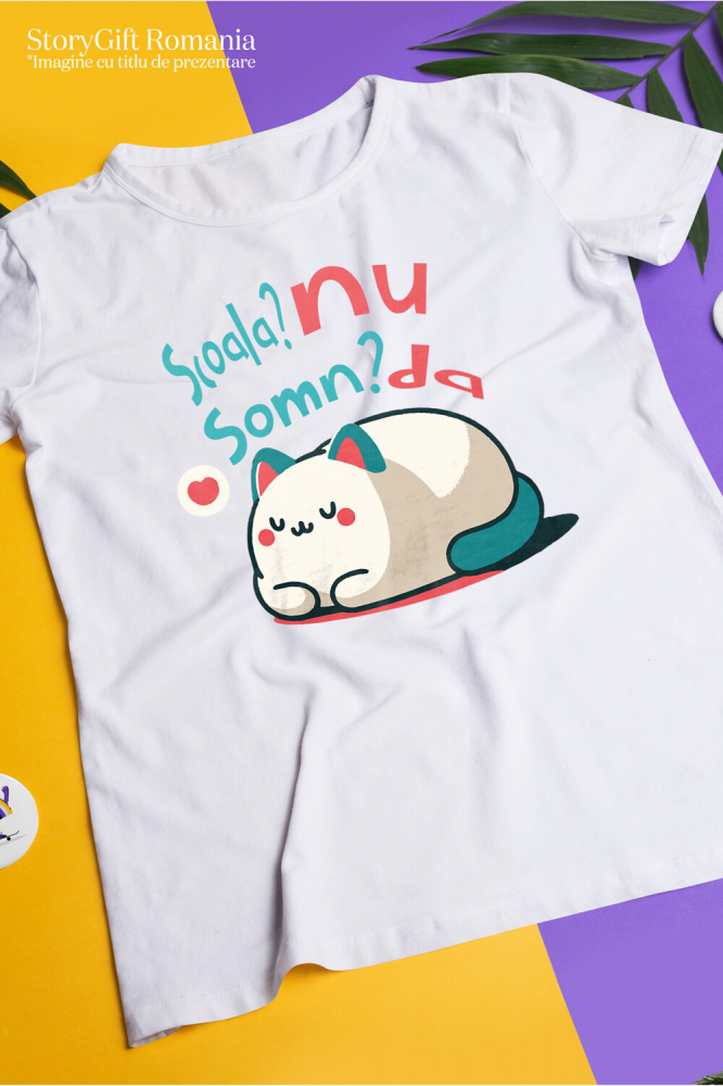 Tricou Femei, Barbati, Copii, Fata, Baiat, Unisex Personalizat Pisică Pufoasă cu Mesaj Amuzant – Cadou Personalizat pentru Copii [3]