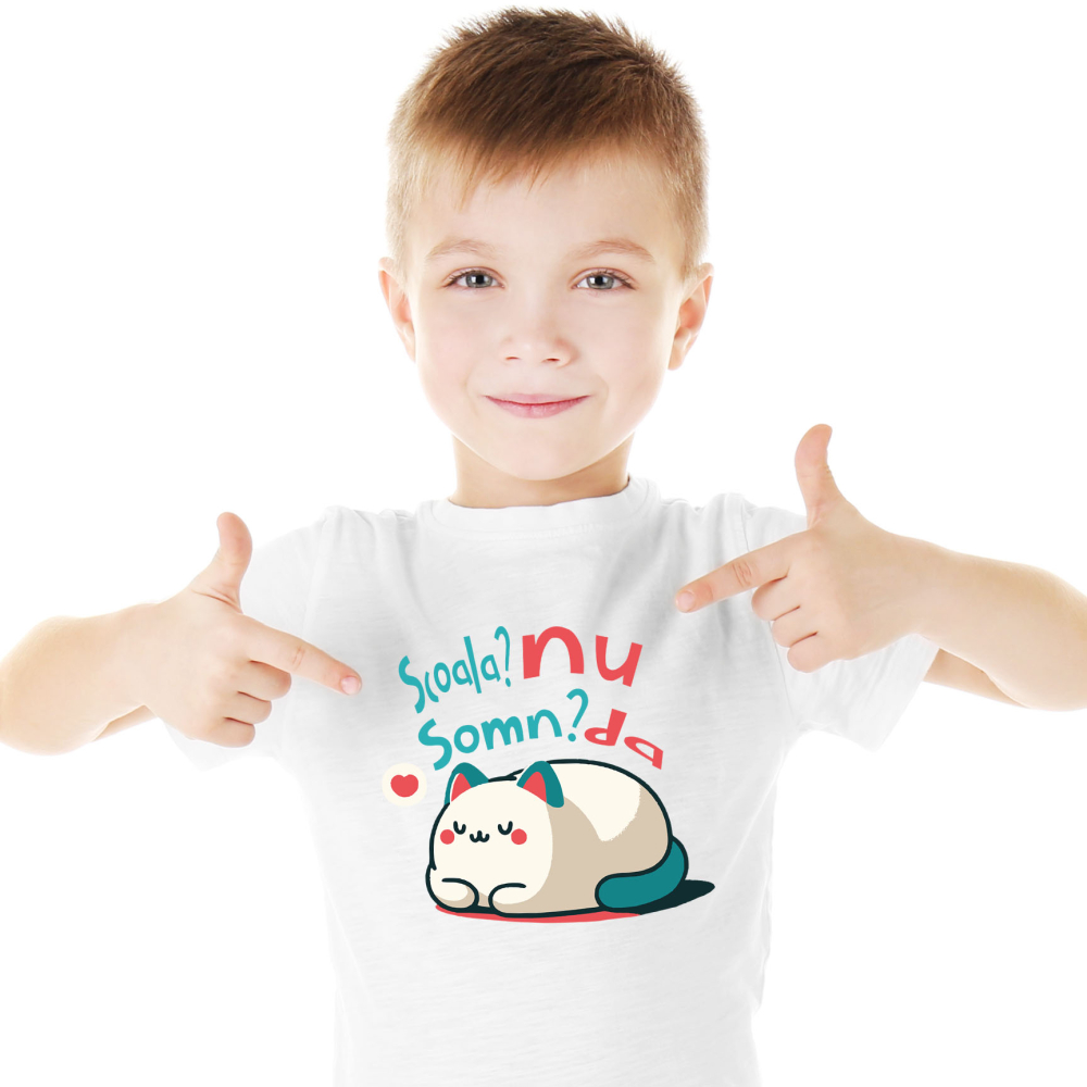 Tricou Femei, Barbati, Copii, Fata, Baiat, Unisex Personalizat Pisică Pufoasă cu Mesaj Amuzant – Cadou Personalizat pentru Copii [2]