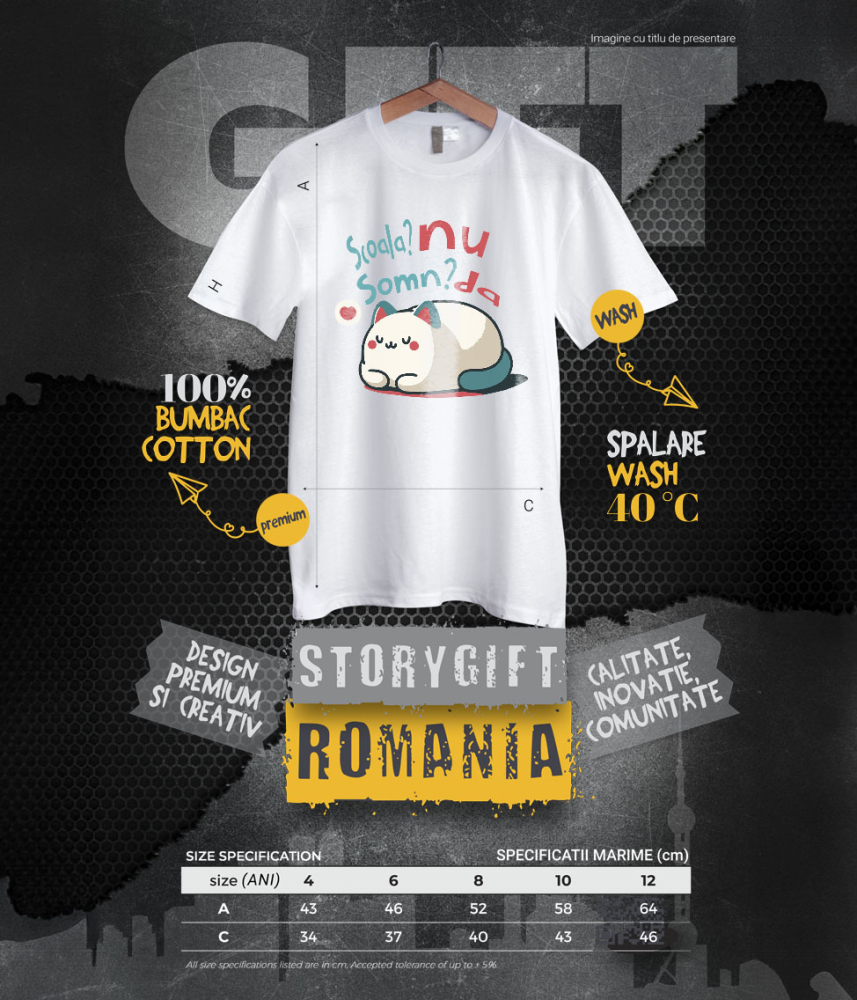 Tricou Femei, Barbati, Copii, Fata, Baiat, Unisex Personalizat Pisică Pufoasă cu Mesaj Amuzant – Cadou Personalizat pentru Copii [6]