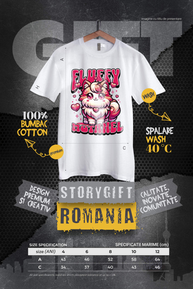 Tricou Femei, Barbati, Copii, Fata, Baiat, Unisex Personalizat Pisica Pufoasă Portocalie Îndrăgostită – Cadou Personalizat Fluiffy Motănel pentru Valentine's Day [4]