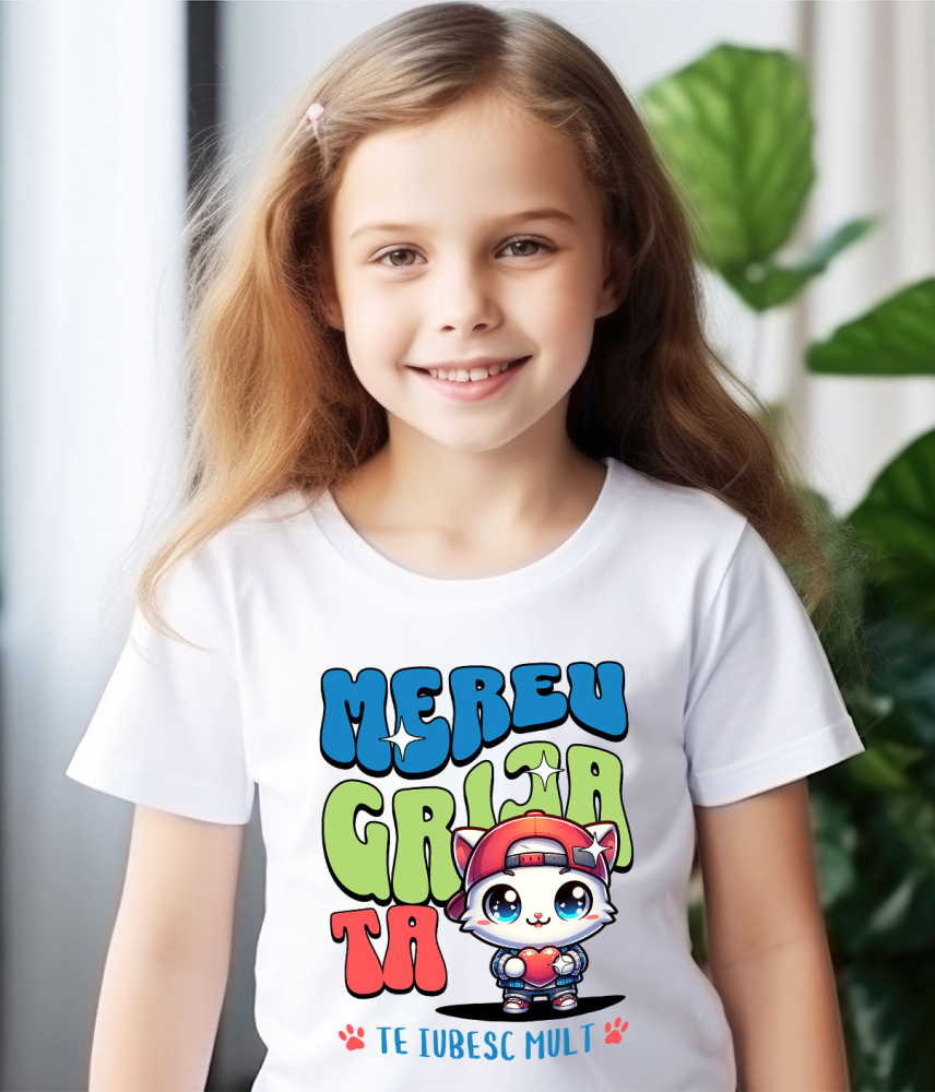 Tricou Femei, Barbati, Copii, Fata, Baiat, Unisex Personalizat Pisică Gangster cu Inimă – Cadou Romantic Personalizat „Te Iubesc Mult Mereu” [4]