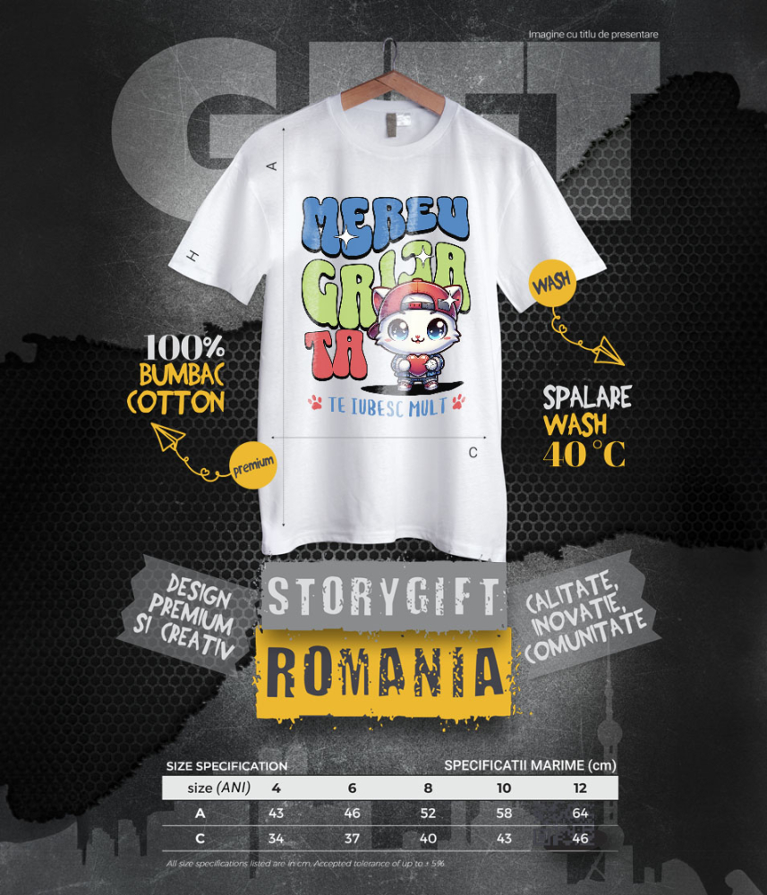 Tricou Femei, Barbati, Copii, Fata, Baiat, Unisex Personalizat Pisică Gangster cu Inimă – Cadou Romantic Personalizat „Te Iubesc Mult Mereu” [6]