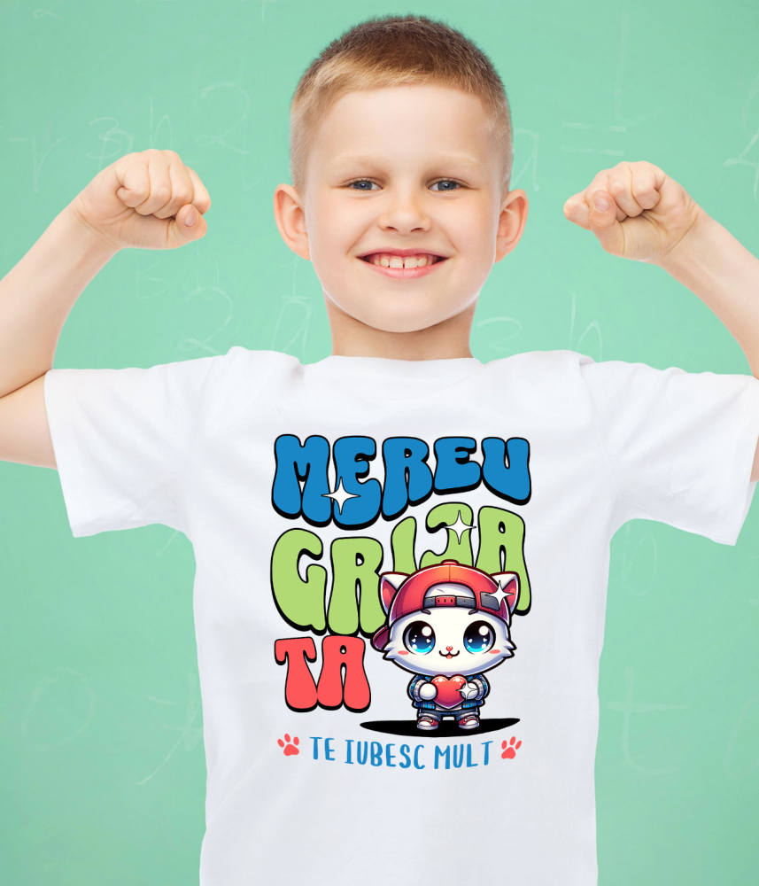 Tricou Femei, Barbati, Copii, Fata, Baiat, Unisex Personalizat Pisică Gangster cu Inimă – Cadou Romantic Personalizat „Te Iubesc Mult Mereu” [3]