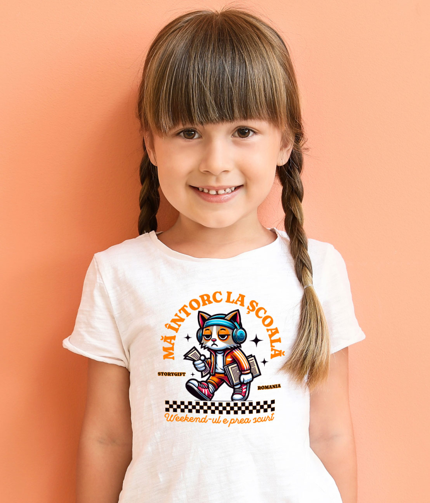 Tricou Femei, Barbati, Copii, Fata, Baiat, Unisex Personalizat Pisică Supărată și Extenuată cu Ținută Hip Hop | Întoarcerea la Școală [4]