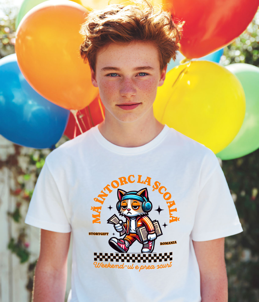 Tricou Femei, Barbati, Copii, Fata, Baiat, Unisex Personalizat Pisică Supărată și Extenuată cu Ținută Hip Hop | Întoarcerea la Școală [3]