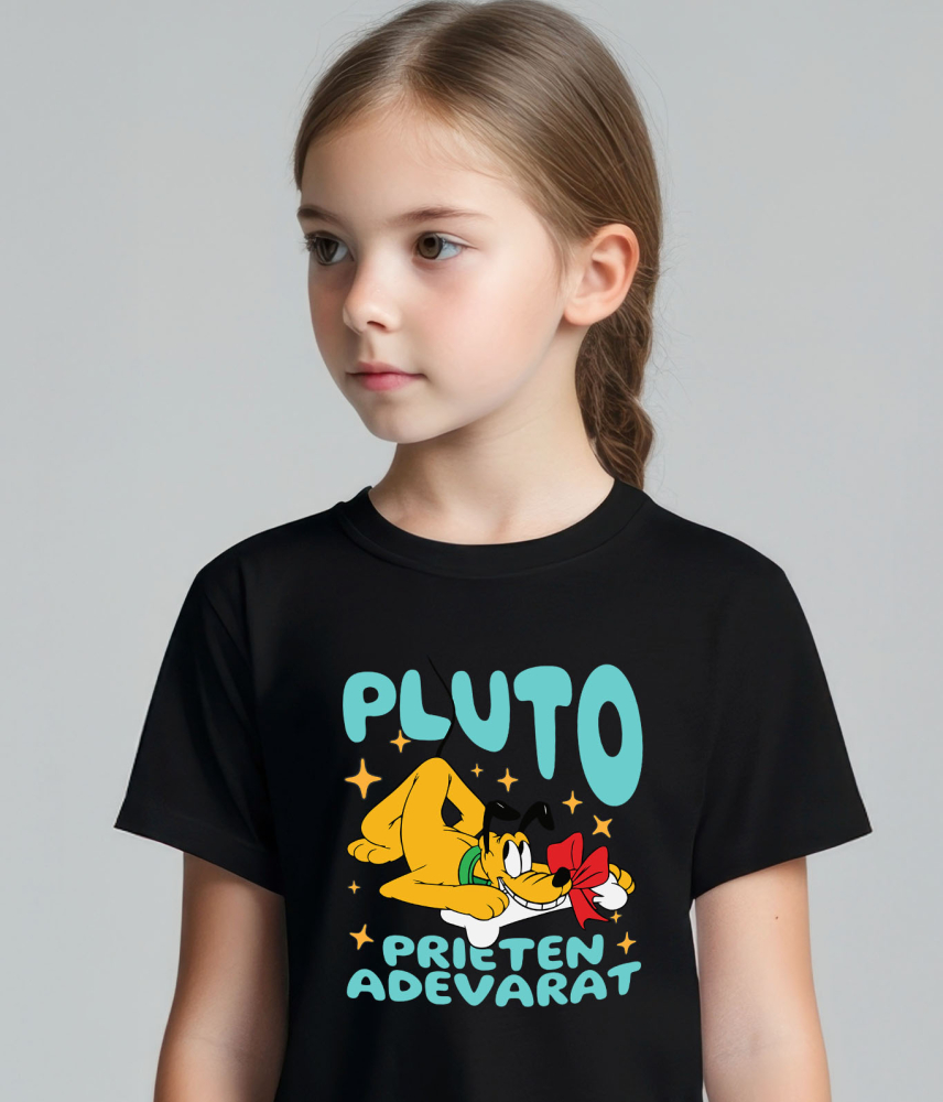 Tricou Copii cu Pluto - Fericirea unui caine cu osul preferat 100% Bumbac, Negru, 8 Ani [3]