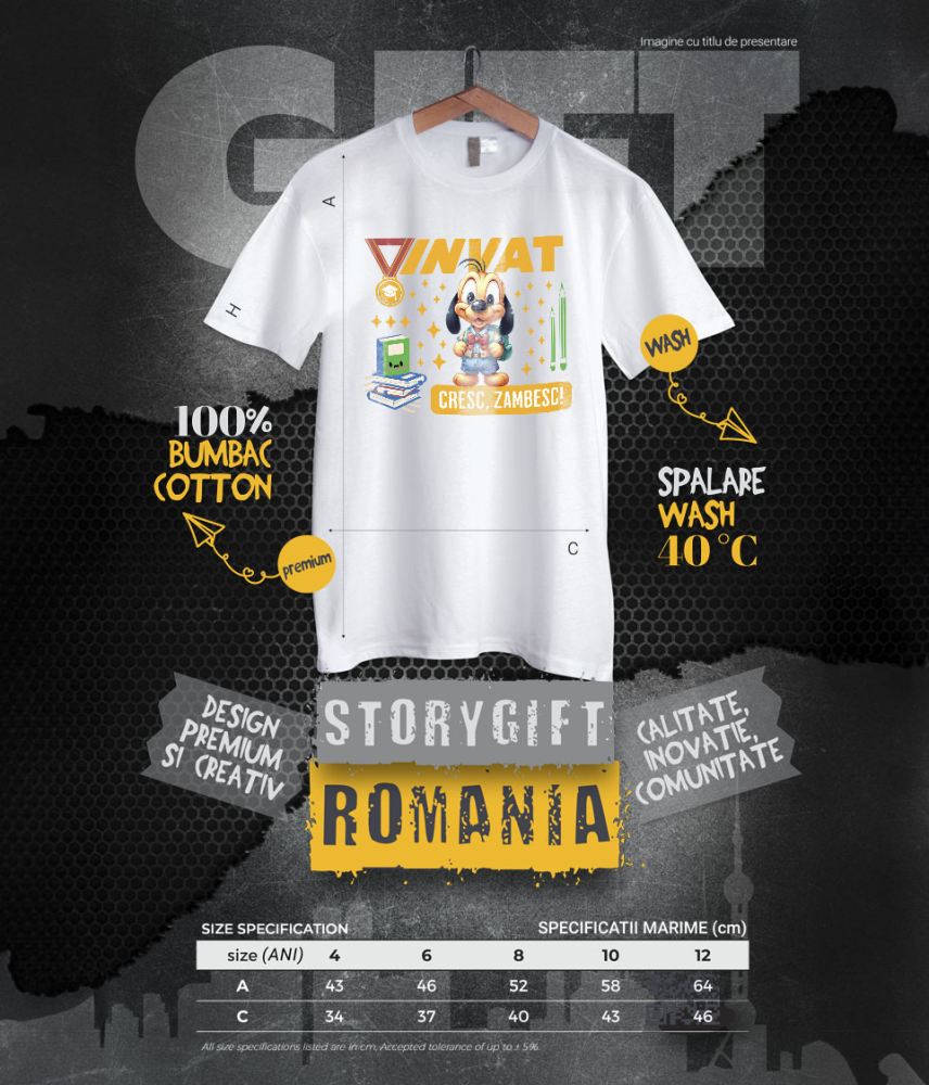 Tricou Copii cu Pluto – Ghidul Meu de Invatare 100% Bumbac, Alb, 10 Ani [6]