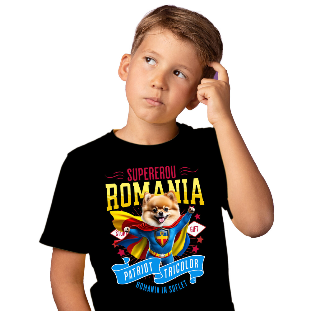 Tricou Femei, Barbati, Copii, Fata, Baiat, Unisex Personalizat Pomeranian În Costum de Căpitan România - Cadouri Personalizate pentru Iubitorii de Animale [2]