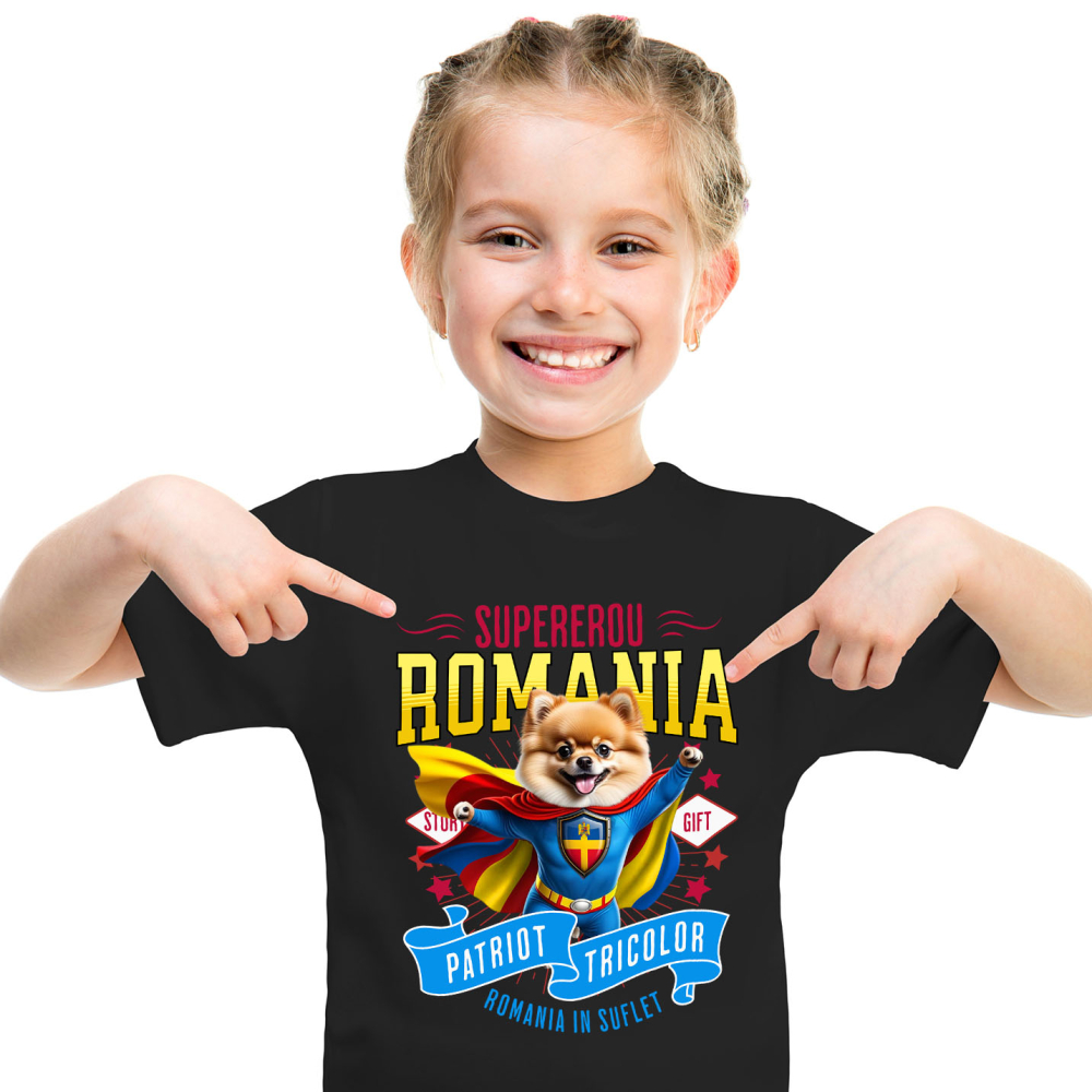 Tricou Femei, Barbati, Copii, Fata, Baiat, Unisex Personalizat Pomeranian În Costum de Căpitan România - Cadouri Personalizate pentru Iubitorii de Animale [2]