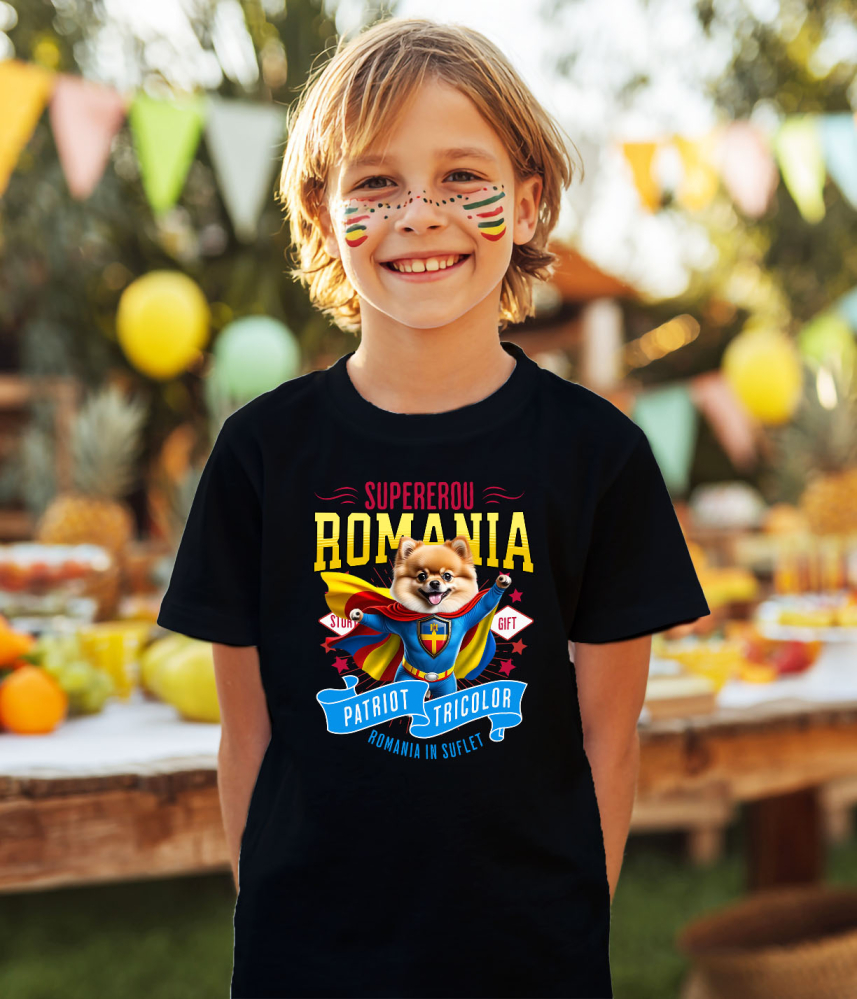 Tricou Femei, Barbati, Copii, Fata, Baiat, Unisex Personalizat Pomeranian În Costum de Căpitan România - Cadouri Personalizate pentru Iubitorii de Animale [3]