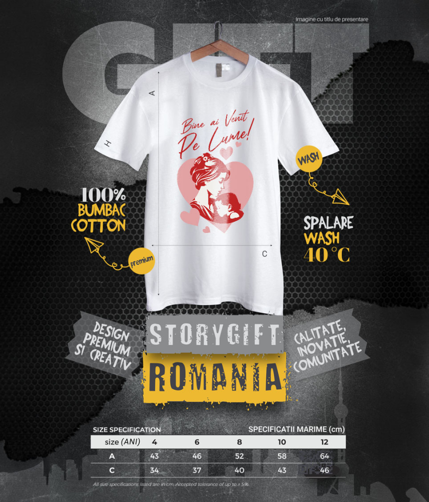 Tricou Femei, Barbati, Copii, Fata, Baiat, Unisex Personalizat Decor Personalizat Mama și Copil - „Bine Ai Venit Pe Lume” [6]