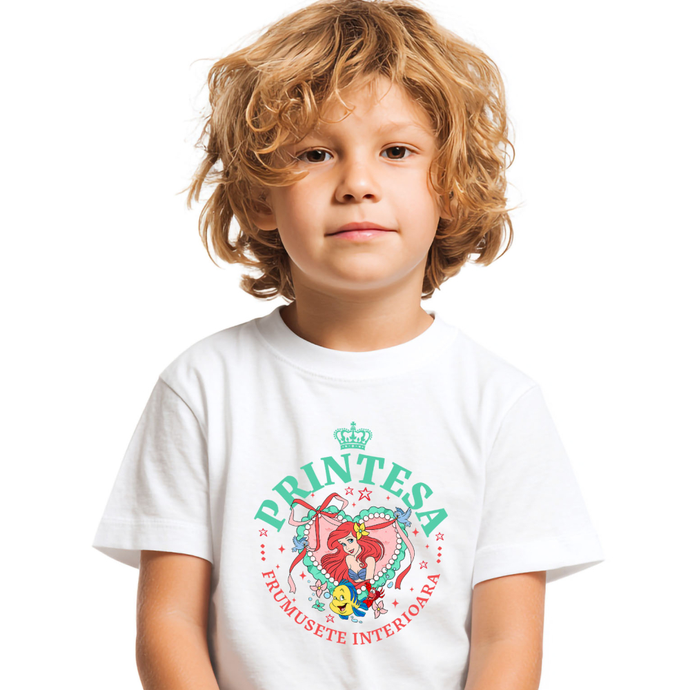 Tricou Copii cu Printesa - Ariel si Secretele Marii 100% Bumbac, Alb, 10 Ani [2]