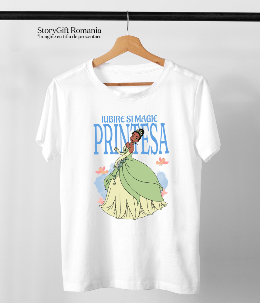 Tricou Copii cu Printesa - Printesa Tiana – Inima de Aur 100% Bumbac, Alb, 6 Ani [5]