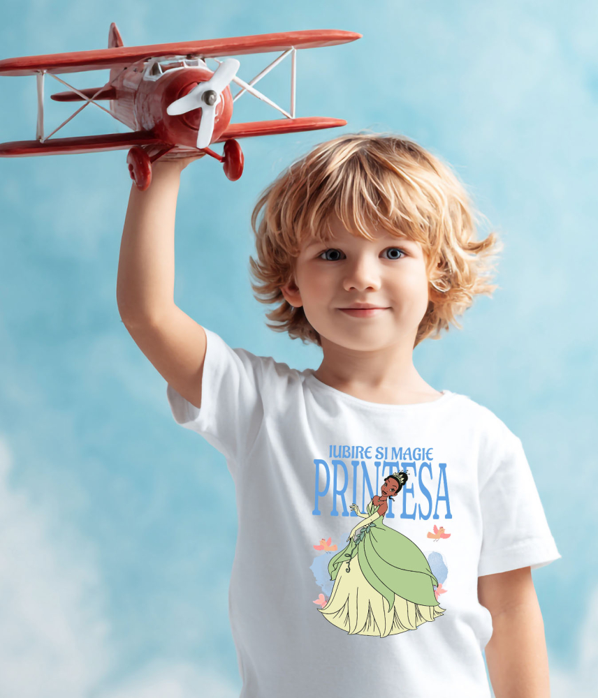 Tricou Copii cu Printesa - Printesa Tiana – Inima de Aur 100% Bumbac, Alb, 6 Ani [4]
