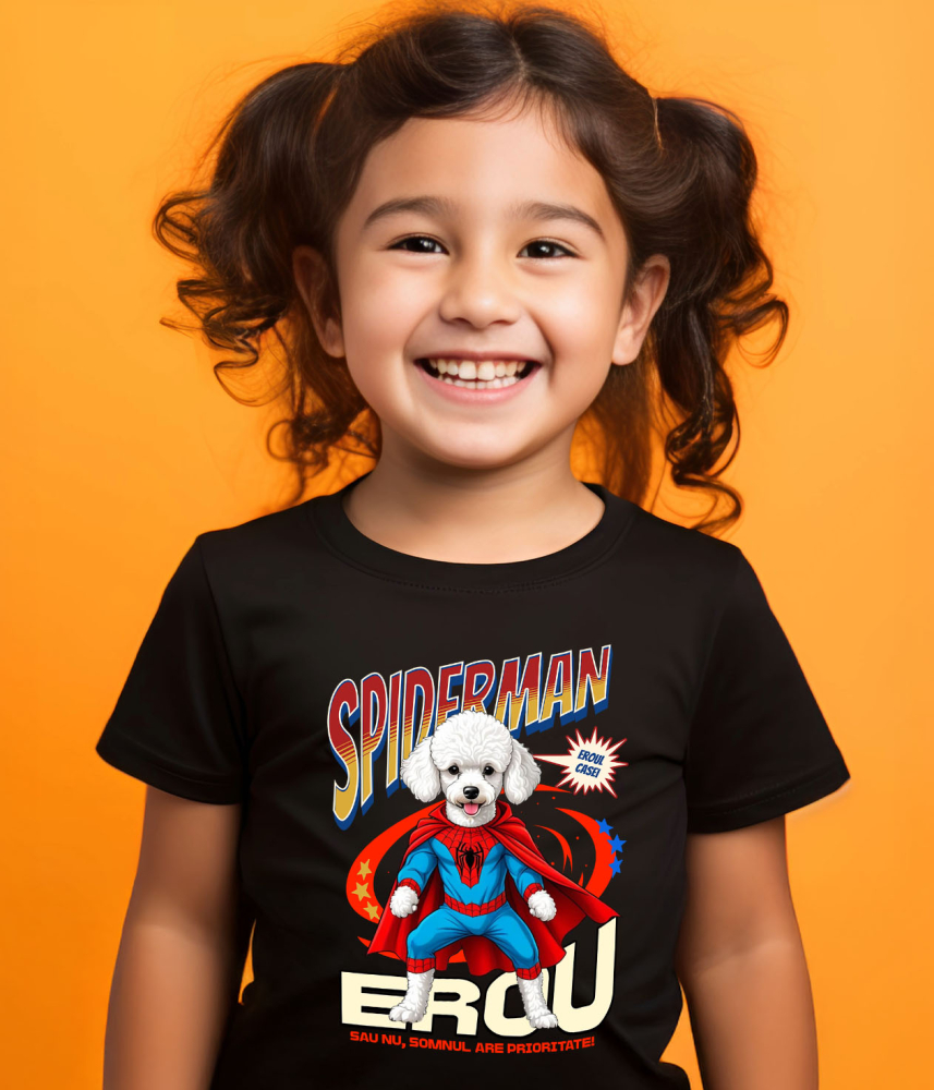 Tricou Femei, Barbati, Copii, Fata, Baiat, Unisex Personalizat Pudel în Costum Spider-Man cu Pelerină - Cadou Personalizat pentru Copii și Iubitorii de Câini [3]