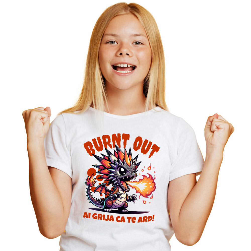 Tricou Femei, Barbati, Copii, Fata, Baiat, Unisex Personalizat Costum Pui Dragon cu Flăcări - "Ai Grija Ca Te Ard!" - Personalizat pentru Copii [2]