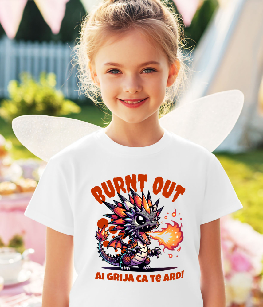 Tricou Femei, Barbati, Copii, Fata, Baiat, Unisex Personalizat Costum Pui Dragon cu Flăcări - "Ai Grija Ca Te Ard!" - Personalizat pentru Copii [3]