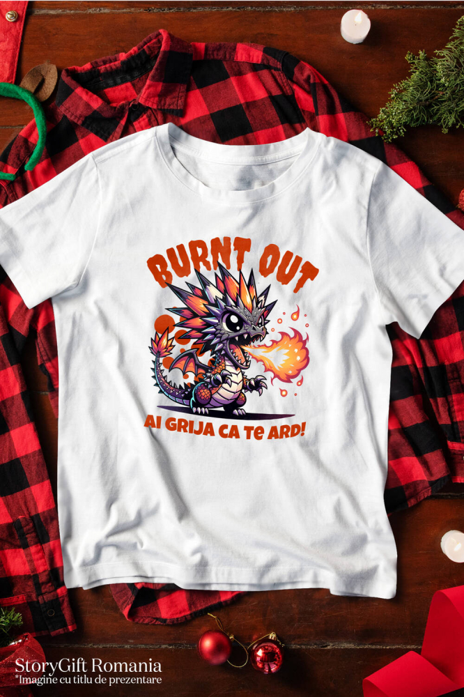 Tricou Femei, Barbati, Copii, Fata, Baiat, Unisex Personalizat Costum Pui Dragon cu Flăcări - "Ai Grija Ca Te Ard!" - Personalizat pentru Copii [3]