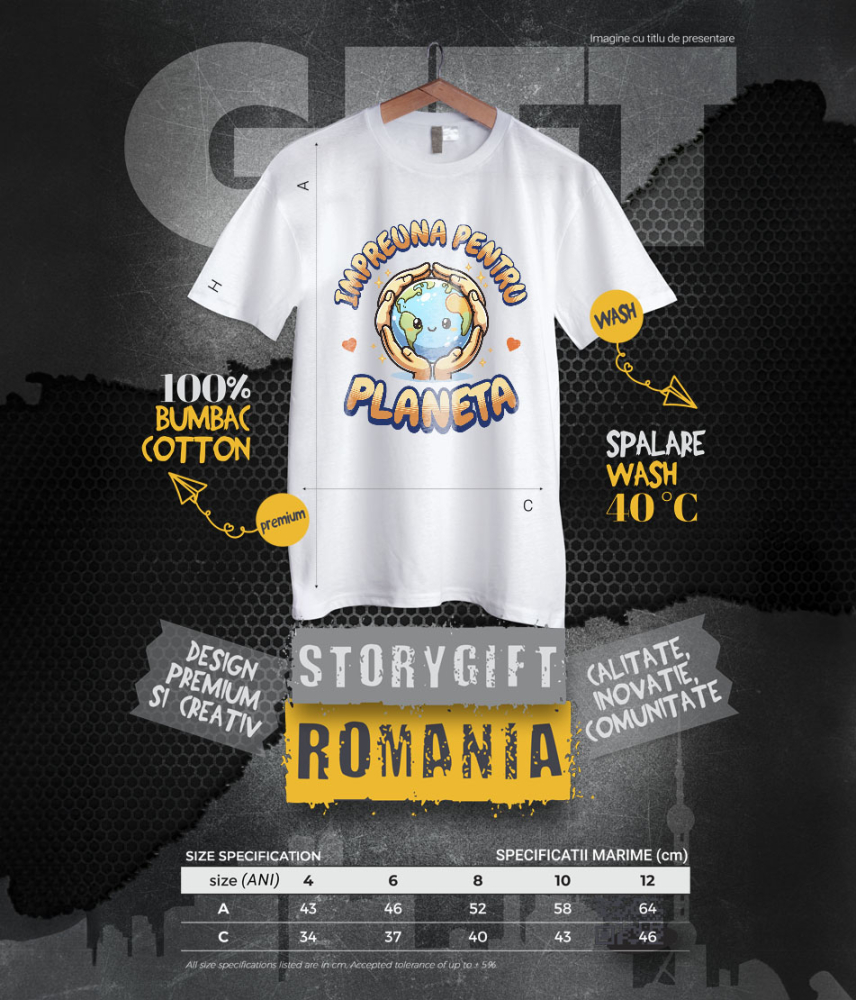 Tricou Femei, Barbati, Copii, Fata, Baiat, Unisex Personalizat "Pui și Planeta Pământ - Produse Personalizate pentru Familie, Copii, Tati și Prieteni" [6]