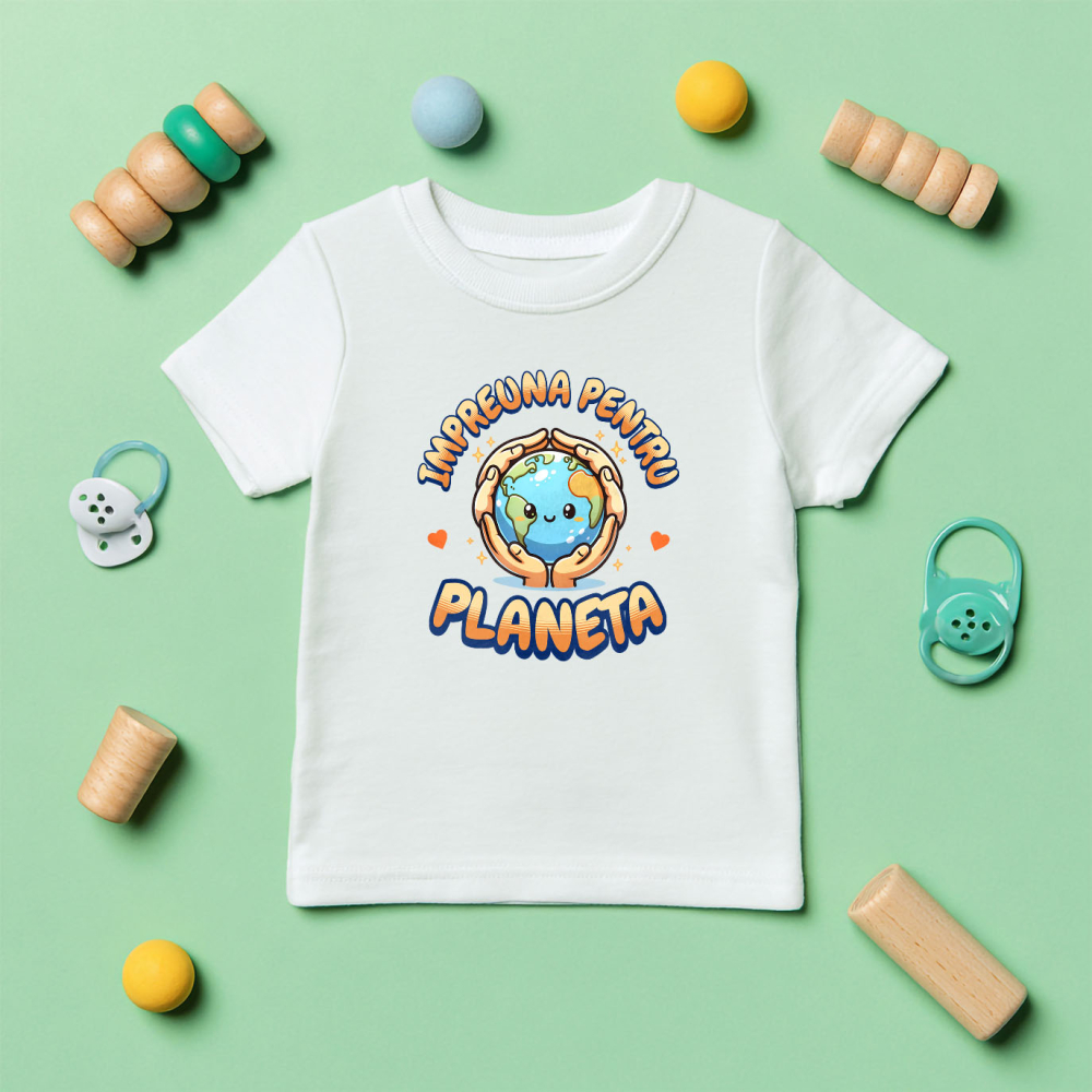 Tricou Femei, Barbati, Copii, Fata, Baiat, Unisex Personalizat "Pui și Planeta Pământ - Produse Personalizate pentru Familie, Copii, Tati și Prieteni" [5]