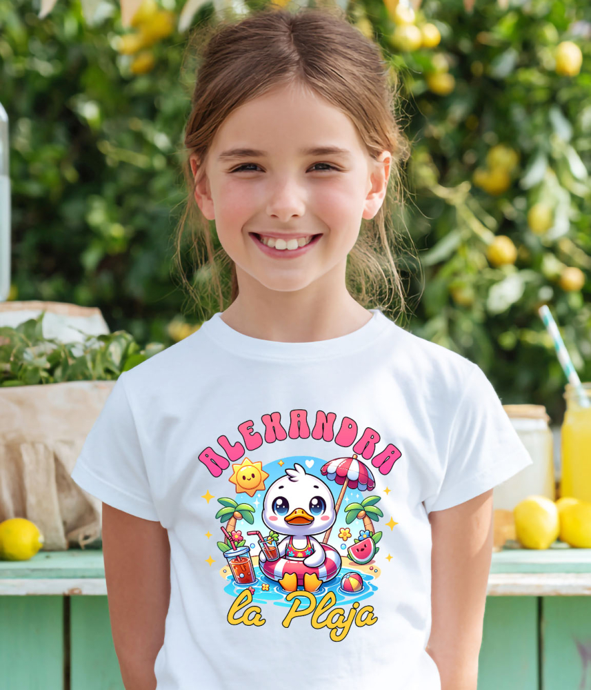 Tricou Femei, Barbati, Copii, Fata, Baiat, Unisex Personalizat Rață Albă cu Colac și Cocktail – Cadou Personalizat pentru Vacanță și Copii [4]