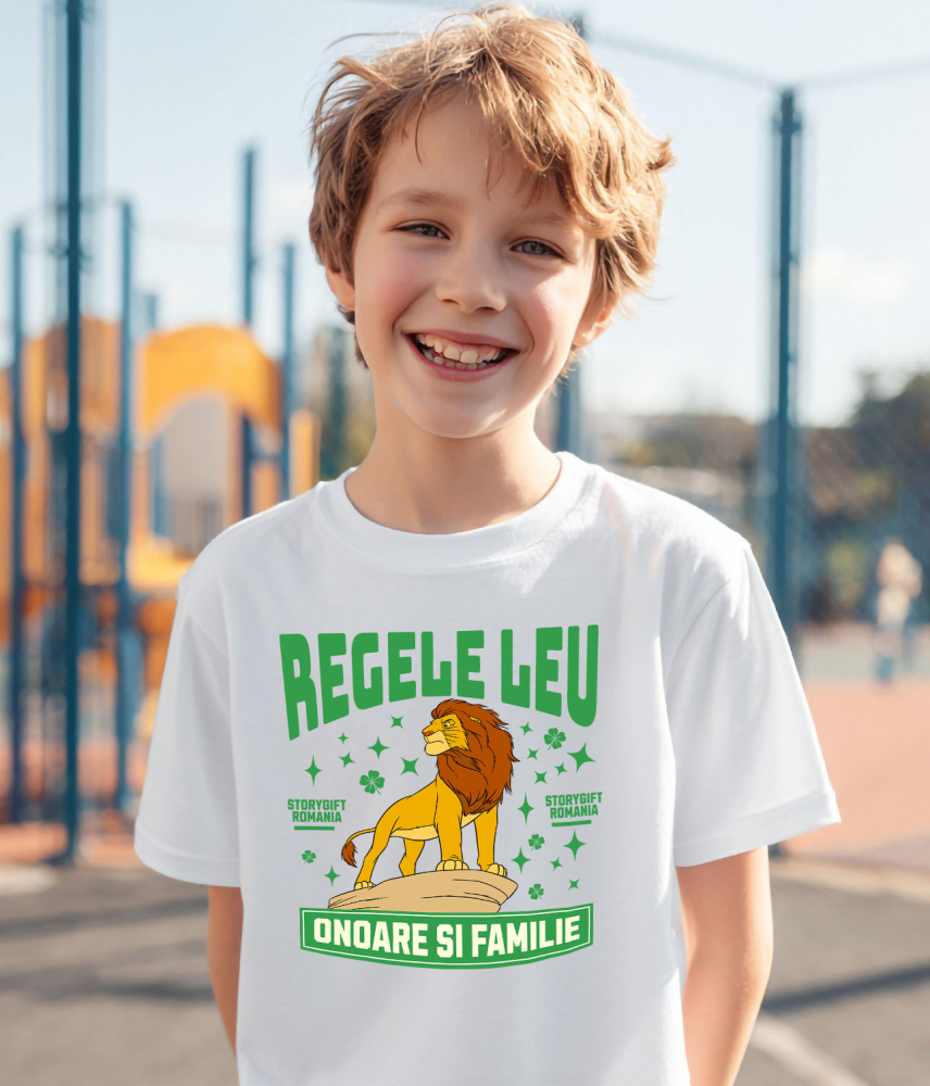 Tricou Copii cu Regele Leu – Regatul Aventura 100% Bumbac, Alb, 4 Ani [3]