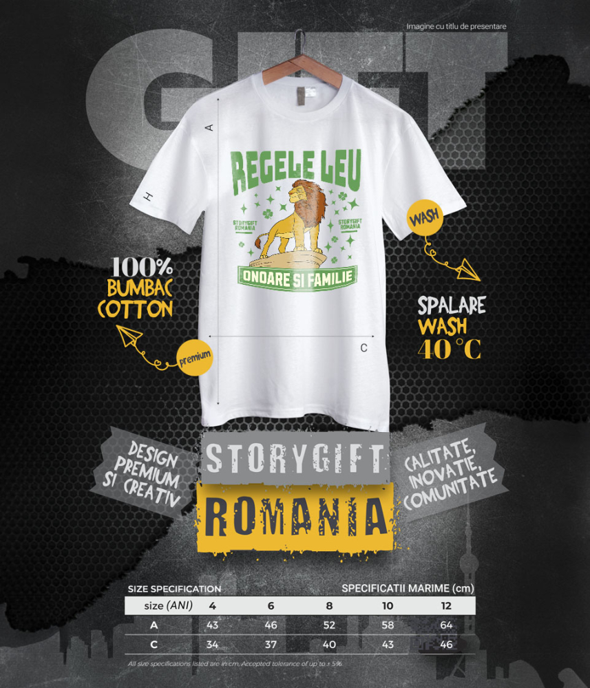 Tricou Copii cu Regele Leu – Regatul Aventura 100% Bumbac, Alb, 4 Ani [6]