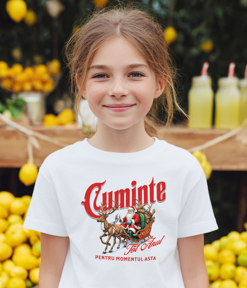 Tricou Femei, Barbati, Copii, Fata, Baiat, Unisex Personalizat Sania lui Moș Crăciun Trasă de Reni – Haios și Cuminte tot Anul pentru Momentul Asta [3]