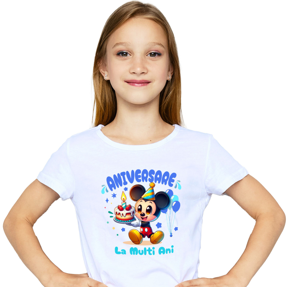 Tricou Copii cu Sarbatoreste cu Mickey – Cadouri Pline de Veselie 100% Bumbac, Alb, 8 Ani [2]
