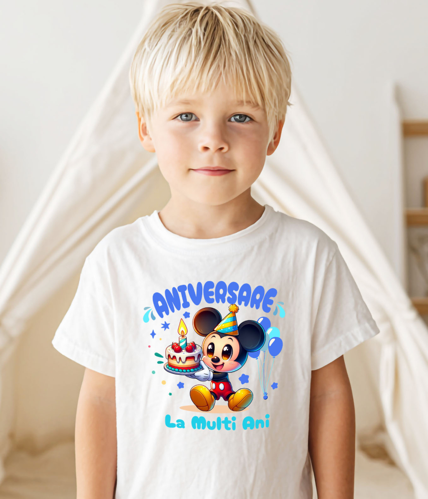 Tricou Copii cu Sarbatoreste cu Mickey – Cadouri Pline de Veselie 100% Bumbac, Alb, 8 Ani [3]