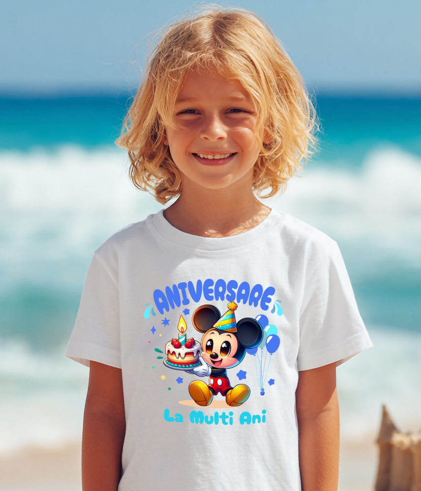 Tricou Copii cu Sarbatoreste cu Mickey – Cadouri Pline de Veselie 100% Bumbac, Alb, 8 Ani [4]