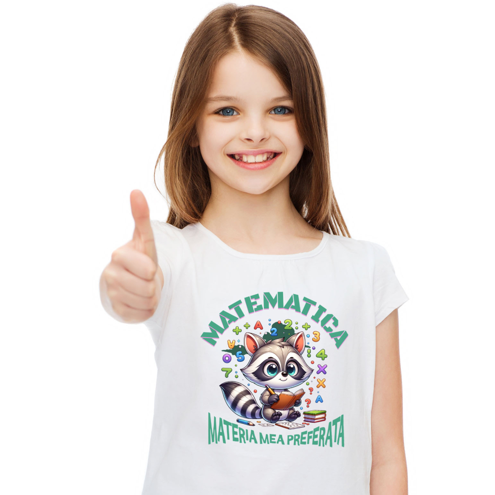 Tricou Femei, Barbati, Copii, Fata, Baiat, Unisex Personalizat Caiet Matematică Personalizat cu Sconcs - Materia Mea Preferată pentru Școală [2]