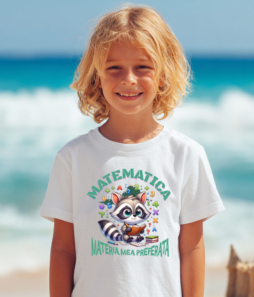 Tricou Femei, Barbati, Copii, Fata, Baiat, Unisex Personalizat Caiet Matematică Personalizat cu Sconcs - Materia Mea Preferată pentru Școală [4]