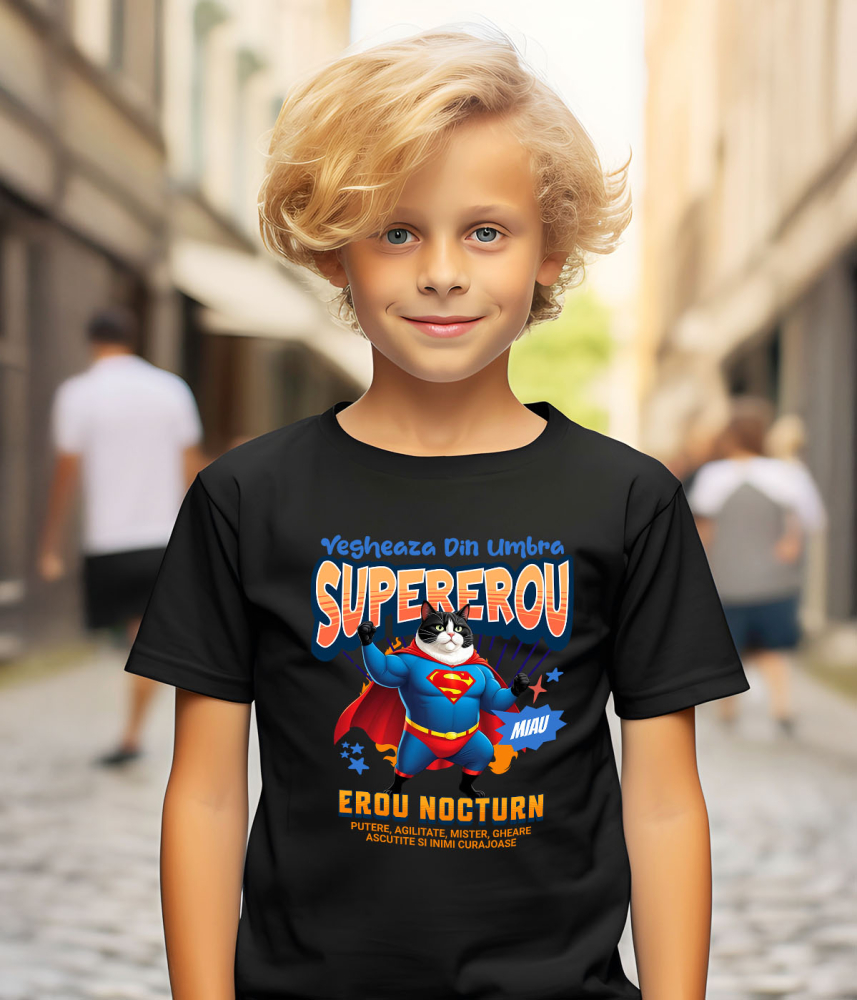 Tricou Femei, Barbati, Copii, Fata, Baiat, Unisex Personalizat Scottish Fold în Costum de Superman – Cadoul Perfect pentru Iubitorii de Pisici [4]