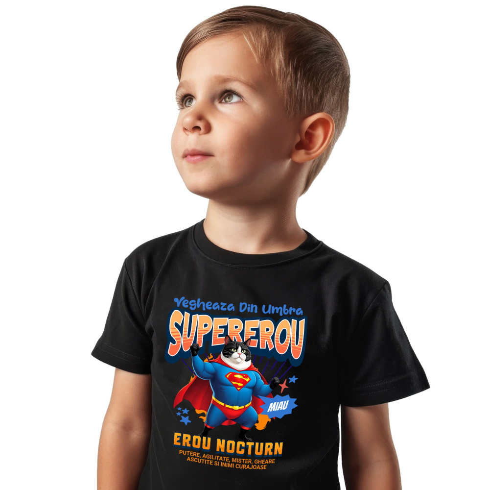 Tricou Femei, Barbati, Copii, Fata, Baiat, Unisex Personalizat Scottish Fold în Costum de Superman – Cadoul Perfect pentru Iubitorii de Pisici [2]