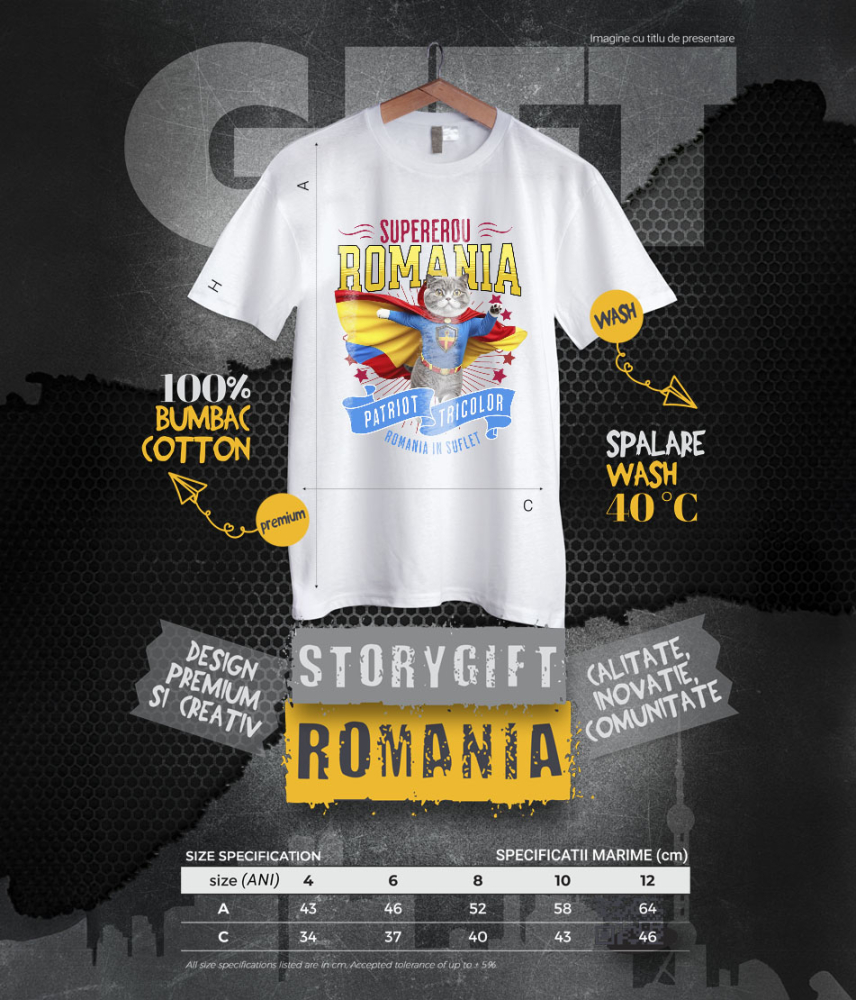 Tricou Femei, Barbati, Copii, Fata, Baiat, Unisex Personalizat Pisica Scottish Fold în Costum de Căpitan România – Cadou Personalizat pentru Iubitorii de Pisici [6]