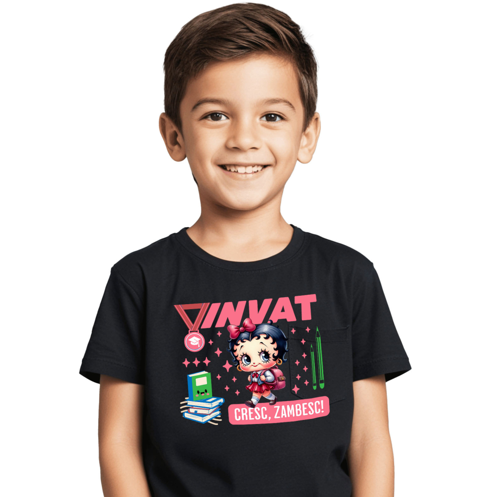 Tricou Copii cu  Scufita Rosie: Crestem în Lumea Povestilor 100% Bumbac, Negru, 12 Ani [2]